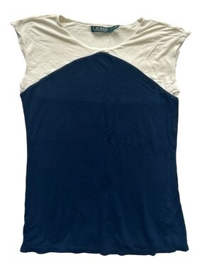 Ralph Lauren Navy and Cream Short-Sleeve Tee